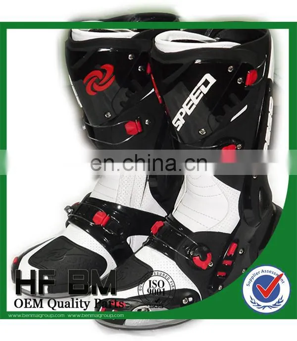 Good Price for Wholesale ! mens leather motorcycle racing boots (Black,white,red)