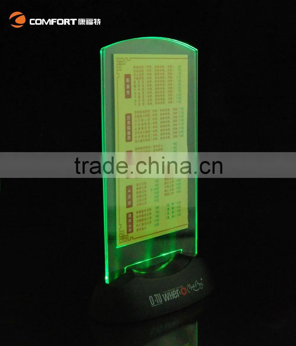 led illumunated tent table flashing menu holder