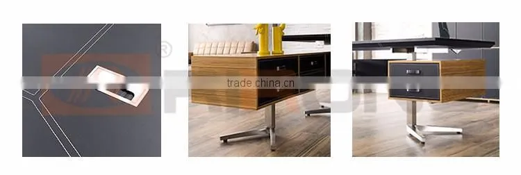 Luxury modern design L-shape office desks leather wooden boss manager executive office counter table