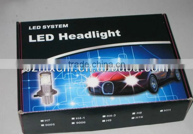 Higher power 12V/24V 50W car LED headlight, 2200 lumen