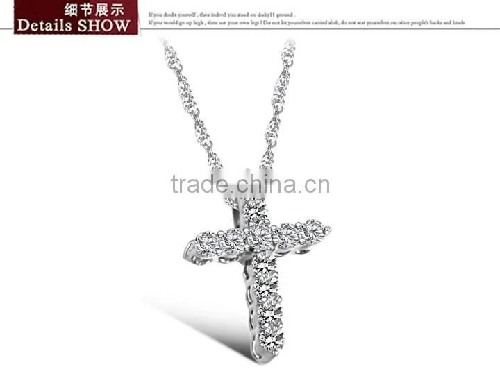 yiwu factory sell cheap 316l stainless sterling steel cross with crystal rhinestone charms pendant allergy free