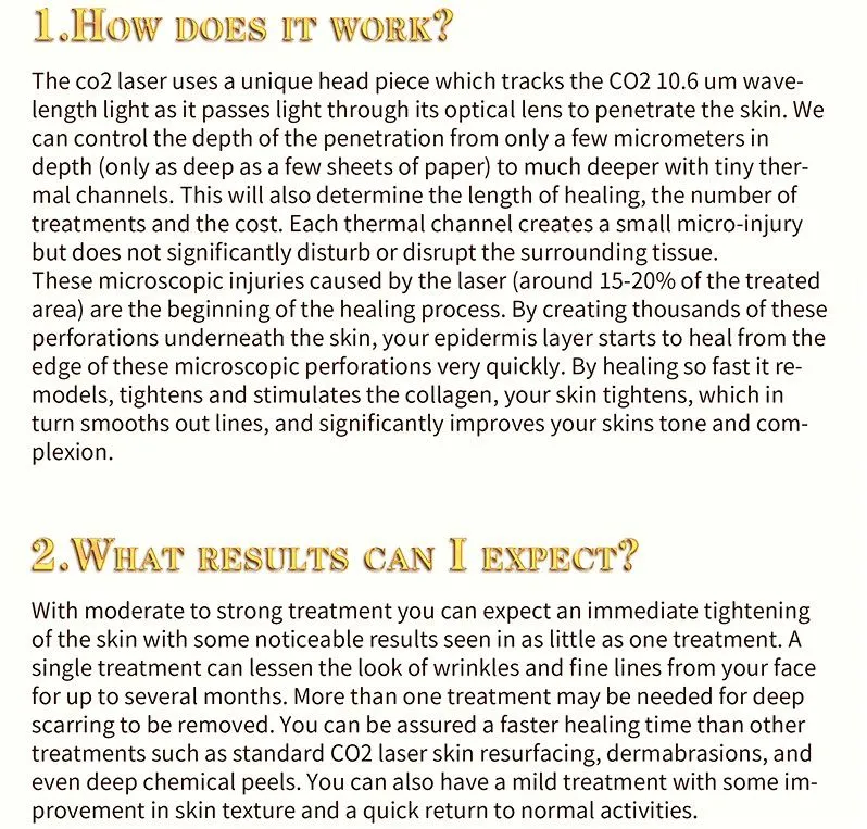 Facial Skin Whitening Vaginal Tightening 10600nm RF Co2 Laser Carbon Laser for Skin Fractional Co2 Laser