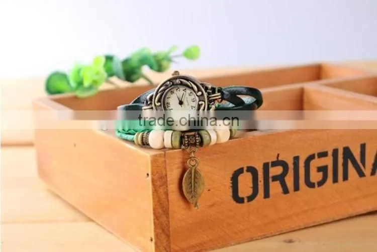 Cheap Leather Strap Quartz Watch Vintage Lady Wrist Watch Women
