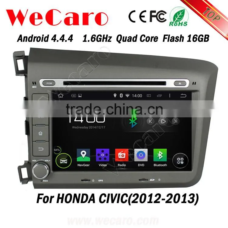 Wecaro android 4.4.4 car dvd player high quality 8 for honda civic navigation system OBD2 Playstore 2012 2013