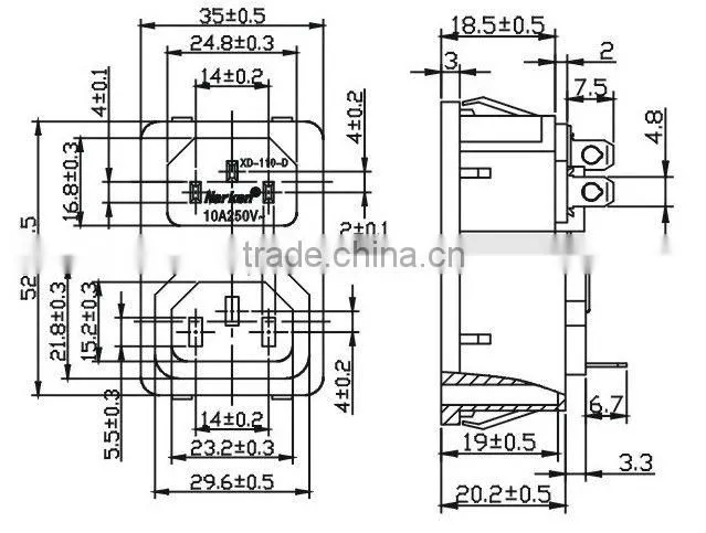 Iec inlet and outlet AC electric extension sockets