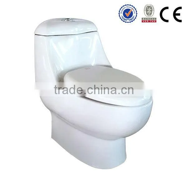 Dual push one-piece toilet water closet flush