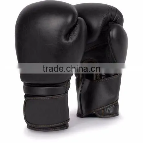 Pakistan Cowhide Leather Black Boxing Gloves
