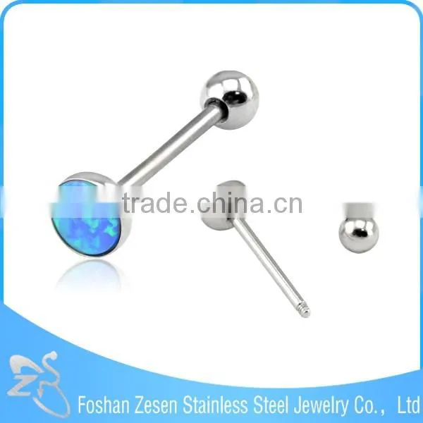Surgical Steel Straight Bars Balls Inset Stone Piercing JewelryTongue Barbell
