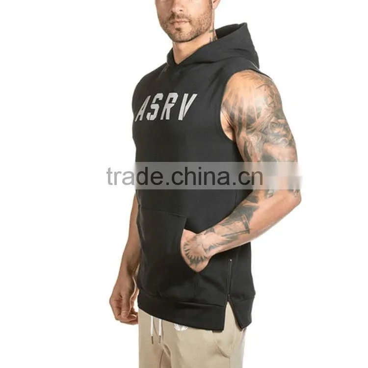 Wholesale Mens Cotton Sleeveless Pullover Gym Hoodies