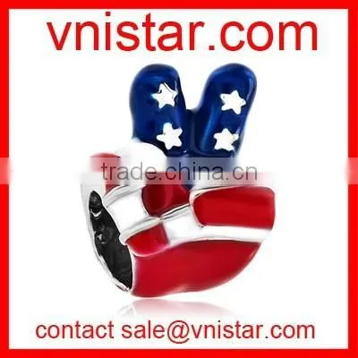 Vnistar metal alloy star shape large hole european style STATE flag beads for 2016 TB084