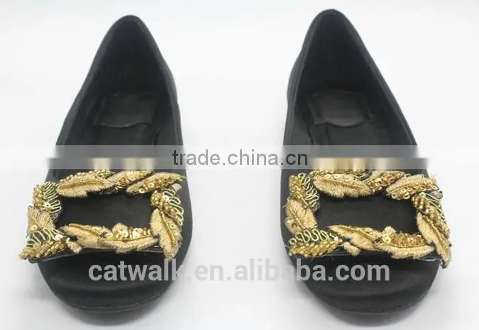 ladies flat dance shoe guangzhou shoes factory with satin material
