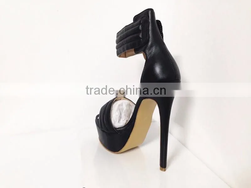 Catwalk Sky High New Sandal 16CM Height Black and Orange Leather Heels High Heel Women Sandals