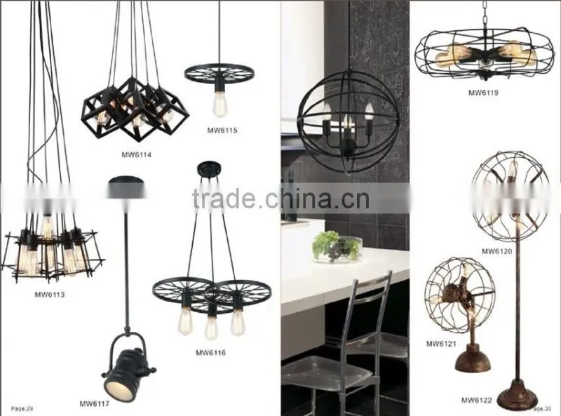 Antique Iron Frame Glass Box Pendant Lighting For Hotel,Home