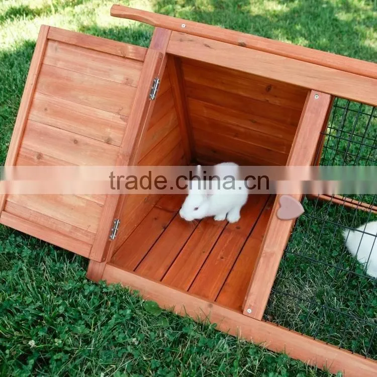 outdoor wooden triangle rabbit hutch