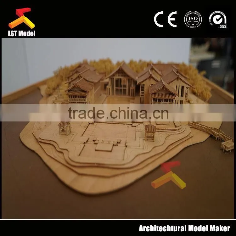real estate architectural model making with miniature people and tree decoration