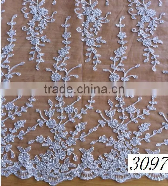 2015 wholesale new design embroidery lace fabric for wedding dress