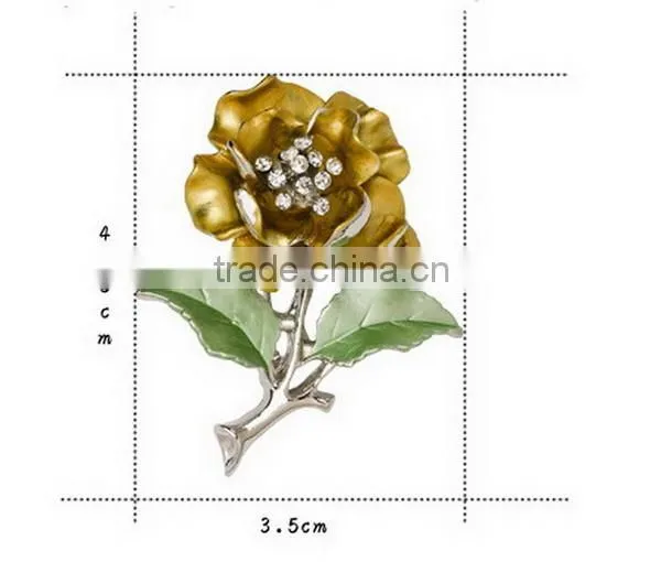 2015 hottest Peony flower decorative crystal painting flower brooch