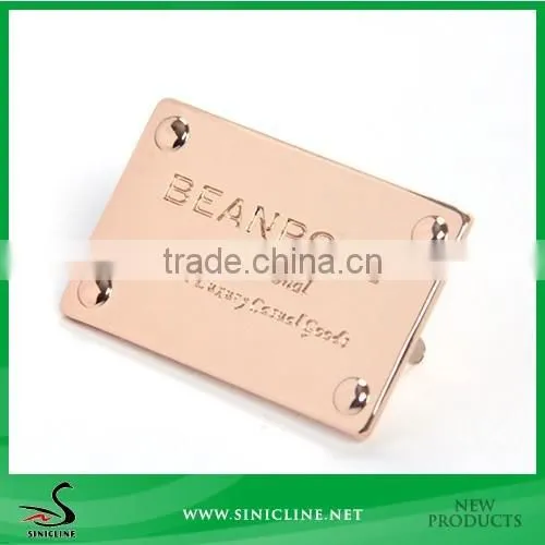 Sinicline luxury rose gold color metal label for women's handba