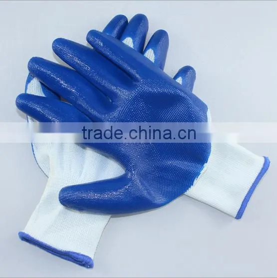 13 gauge 40g black nylon glove core black nitrile coated work gloves for vehicle repair