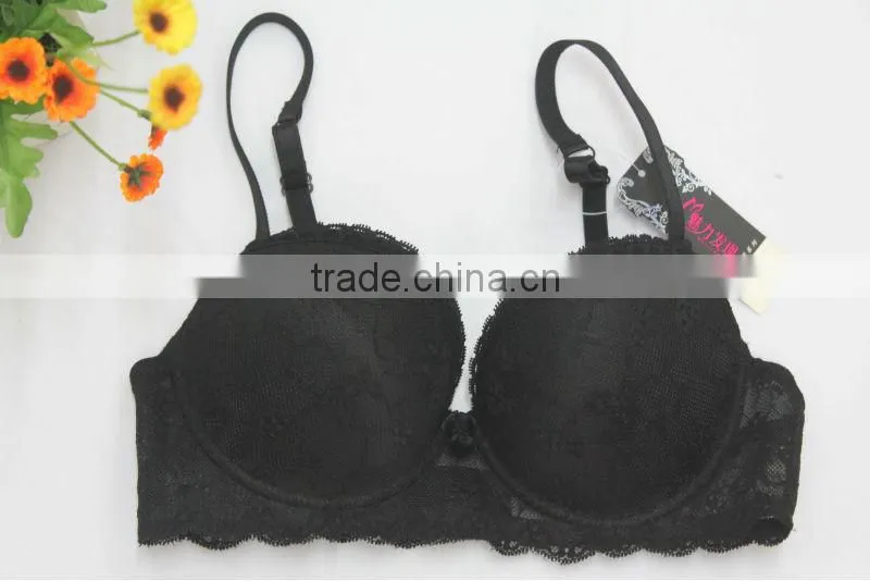 Female Push Up Transparent Black Lace Bra