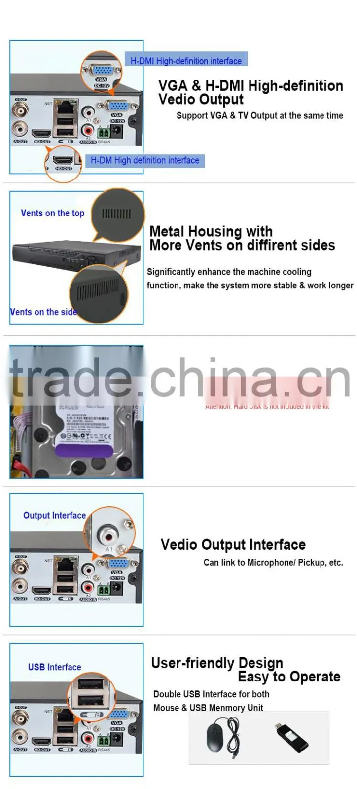 New CCTV Product 16CH 1080P ONVIF ip camera support ahd dvr for security camera system
