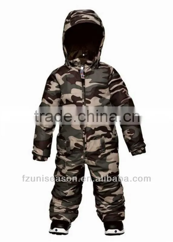 Kids one piece ski overall in camo
