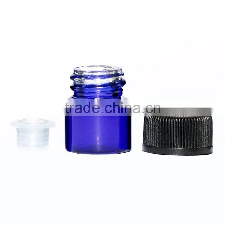 blue vial glass bottle for oil /capsule with dispenser