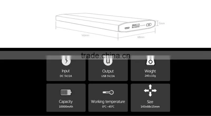 A grade battery 10000mah metal silver best quality power bank