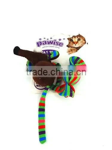 Promotional best quality mouse shaped cat toy treat ball with ring bell inside
