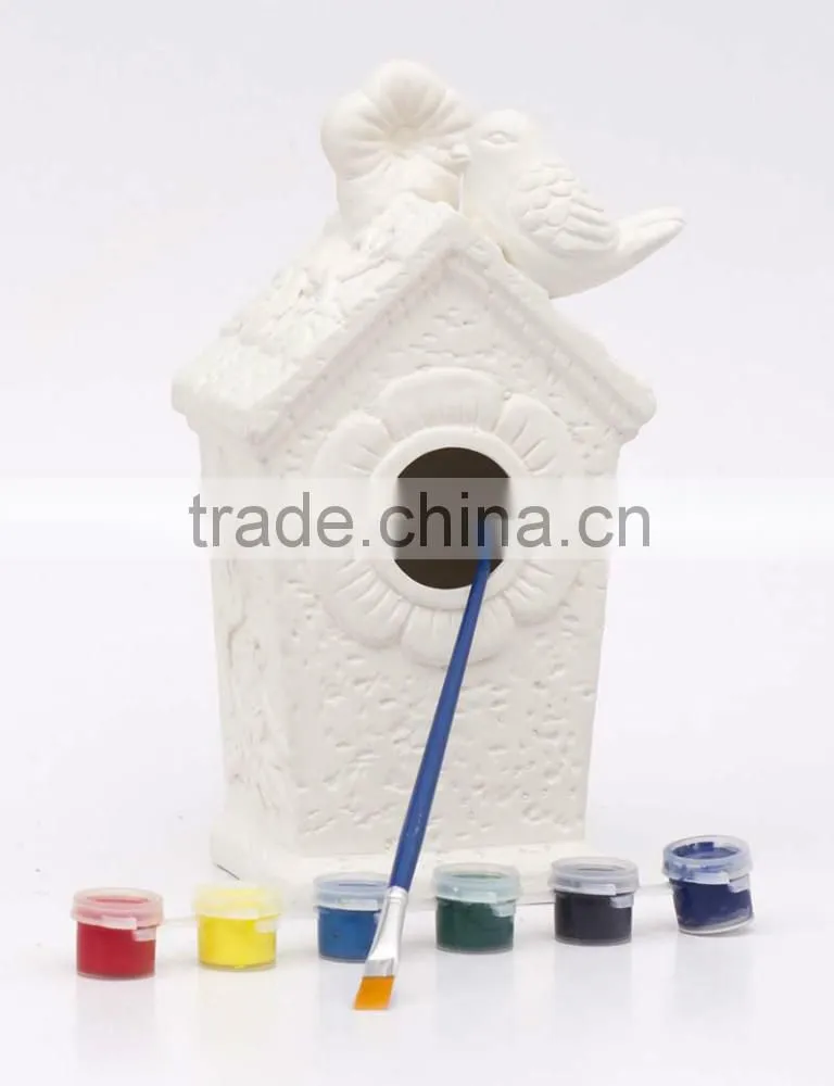 KIDS ACRYLIC PAINT CERAMIC BIRD HOUSE SET