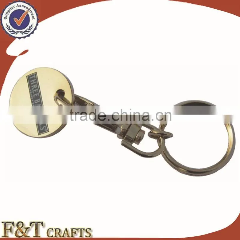 High quality plating goldl two side printing logo trolley coin/trolley coin keyring/trolley coin keychain
