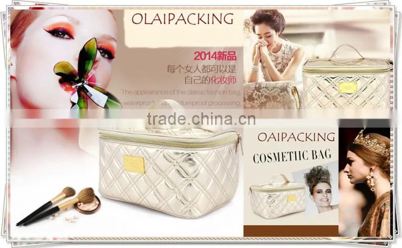 Linen cosmetic bag with lovely circle dot