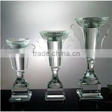 Wholesale clear bowl shape crystal sport trophy cup with black base for prize memento