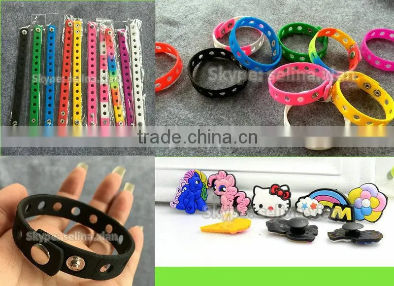 Personalized Cheap Charm Silicone rubber Bracelets with PVC Charms