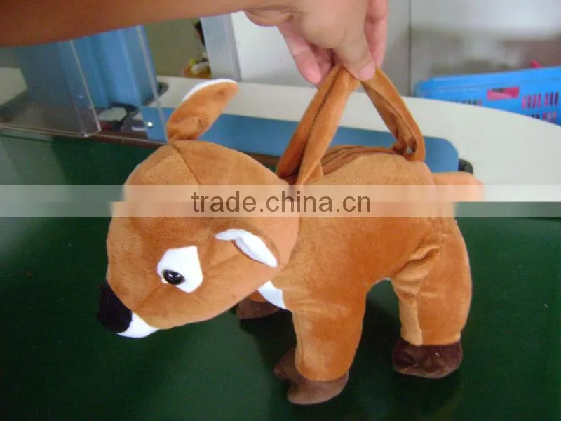 30cm promotional customzied stuffed pink plush poodle animal shape handbag toy with handgrip