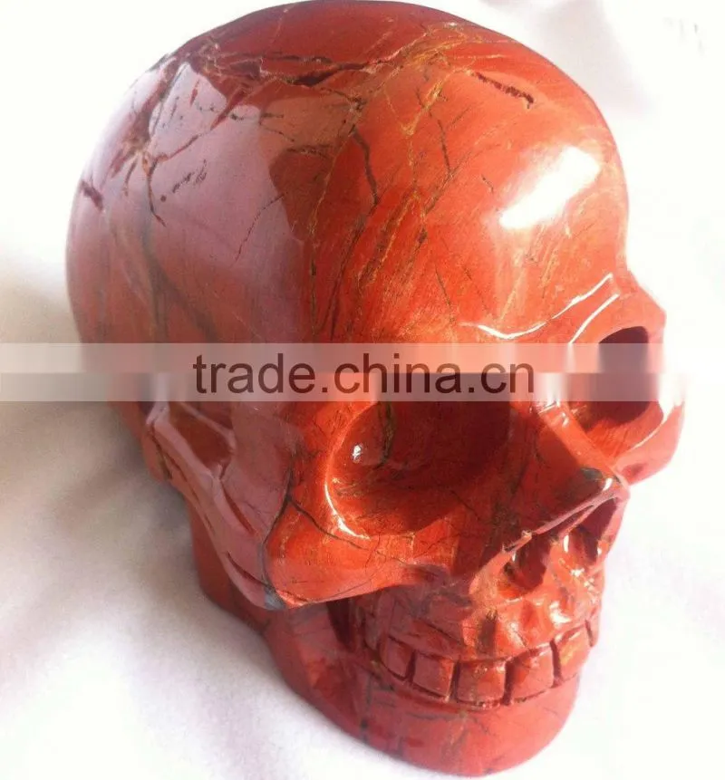 High Quality Natural Gemstone Bloodstone Skull Sculpture Decor