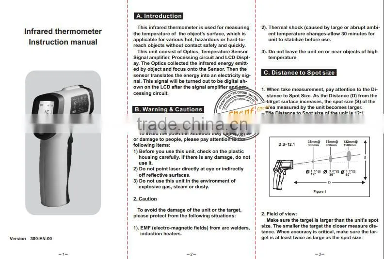 Hot ! 380C Mini Temperature Gun Infrared Thermostat 12:1 with LCD Display