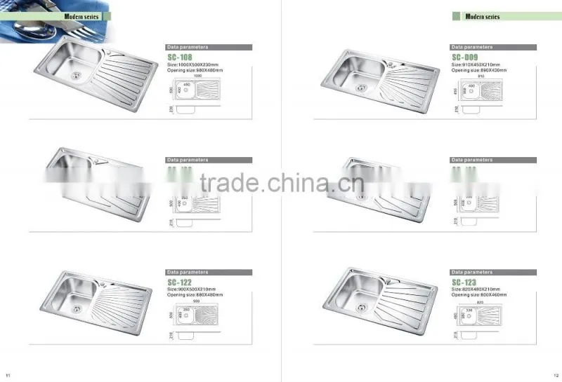 SC-108 Kitchenware with drainer heat handmade stainless steel sink table