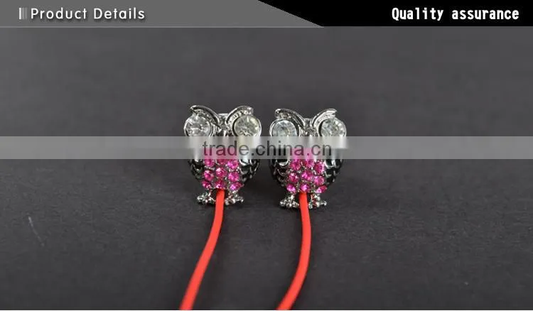 ULDUM IN EAR Owl diamond HeadPhones Earbuds & Mic 3.5mm Earphones - HEAVY BASS