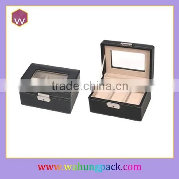 Luxury Acrylic Window Black Leather Watch Storage Box WH-1756