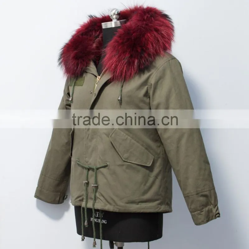 pc008 New arrival women fur trim parka jackt