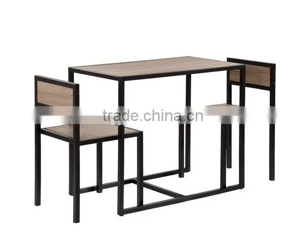 simple design restaurant mdf top metal frame dining table set 1+2