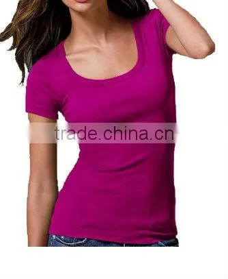ladies lastest single plain deep-u-neck simple blouse
