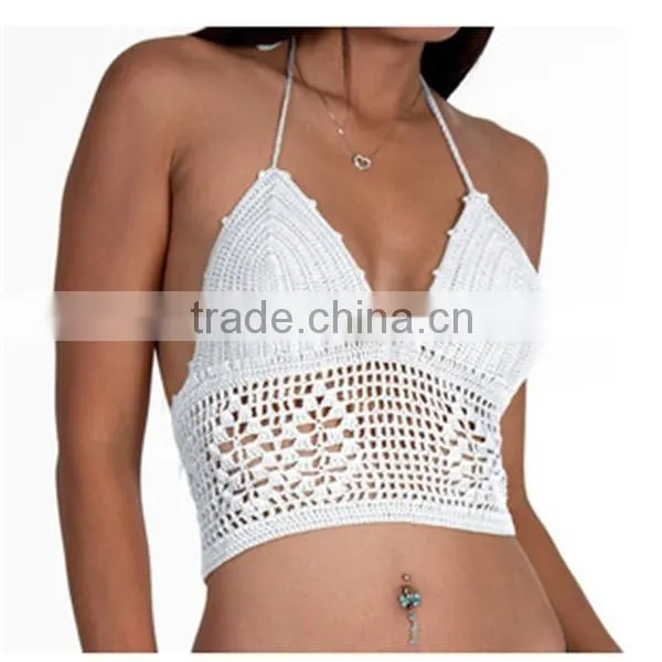 crochet handmade swimwear bikini top Bohemia style crochet bikini top
