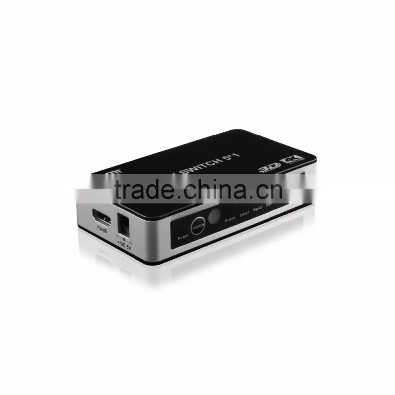 Hot-selling 5 Ports HDMI Switch | 4K x 2K HDMI 5x1 Powered Switch with IR Wireless Remote and Power Adapter