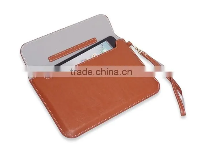PU Leather Envelope Pouch for Tablet with Stand and Strap Universal Design