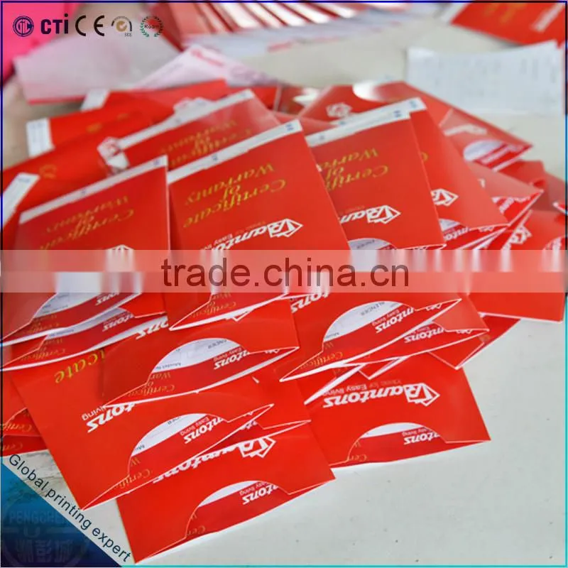 paper envelope for certificate of Warranty
