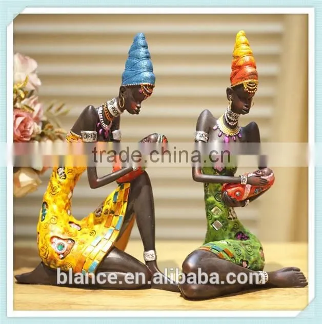 polyresin African mother figurine holy family figurine for home decoration