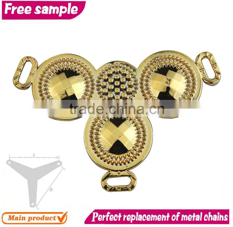 Round type gold TPU metal woman shoe chain decorative flowers