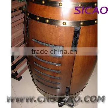 Wood Wine Barrel Refrigerator, LED Wine Barrel Fridge Energy Drink